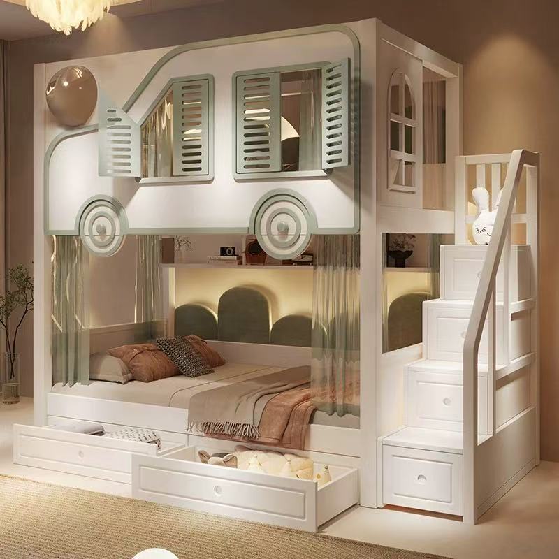 futuristic spaceship kids loft bed with slide & study storage set futuristic spaceship kids loft bed with slide & study storage set